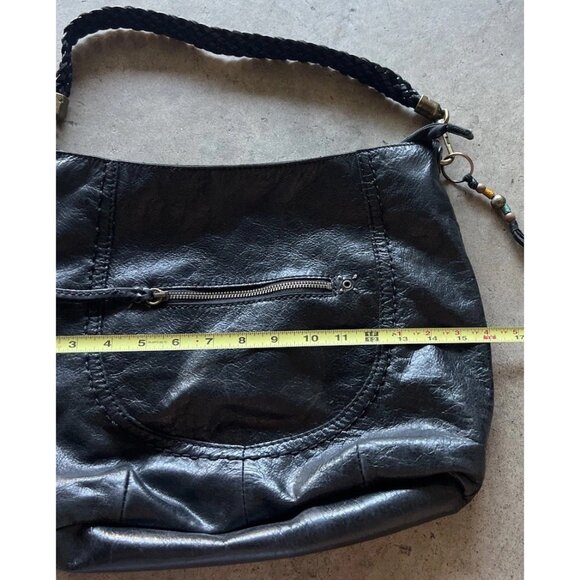 Vintage The Sak Indio Black Leather Hobo Shoulder Bag Braided Strap Handbag - Picture 5 of 13